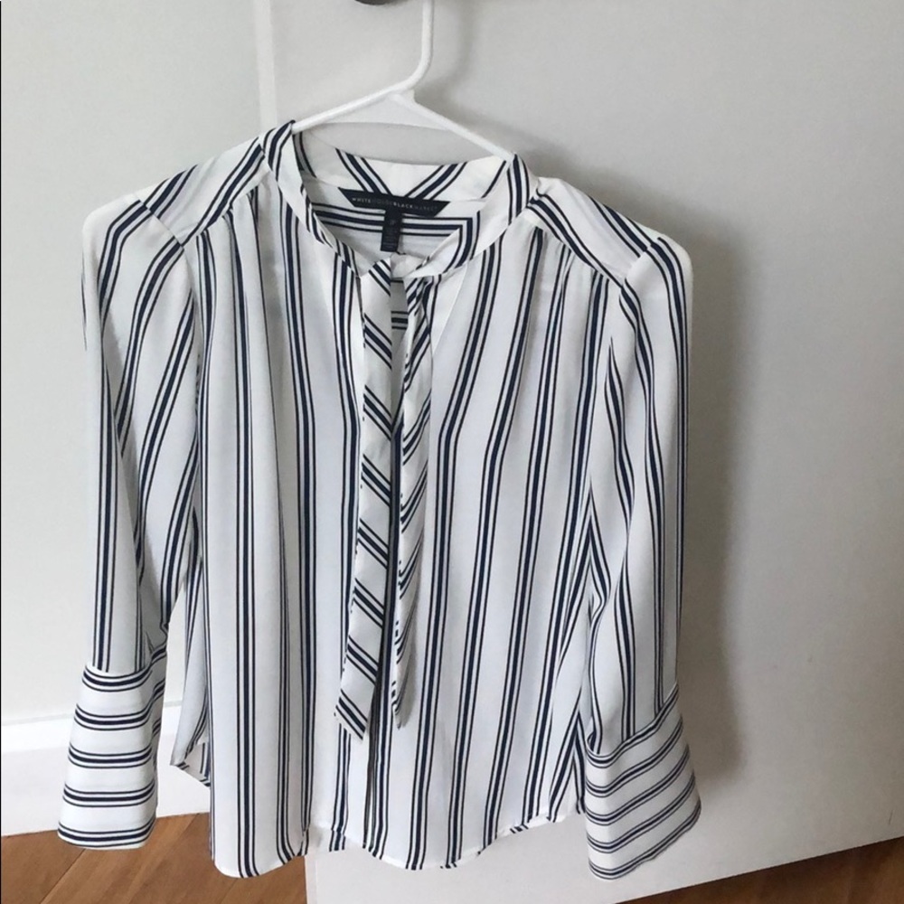 Black and white silk top